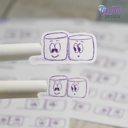 BFF Friends Stickers | Sketchy Mellows Stickers | 10 Stickers | 2 sizes | 3.5 x  4.5" Sheet | White or Clear Matte | Marshmallow stickers