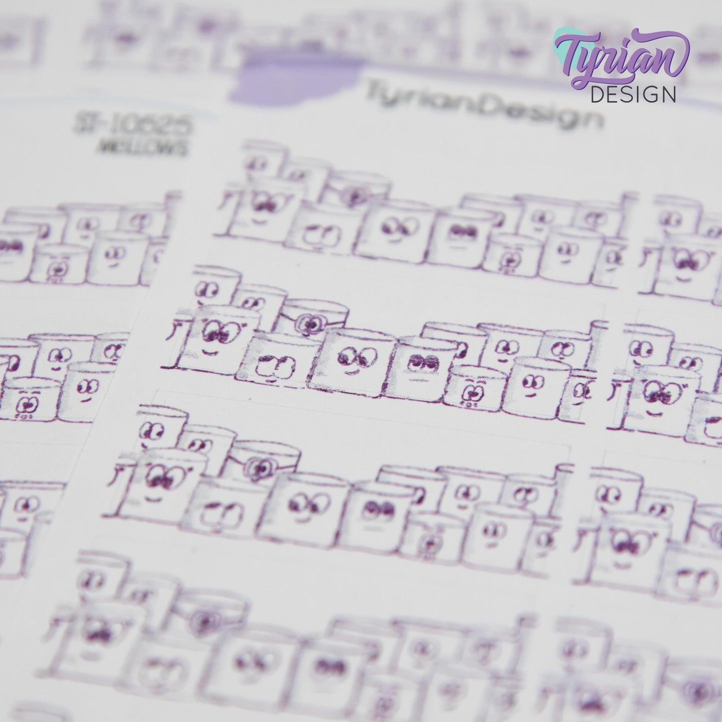 Fun Group Stickers | Sketchy Mellows Stickers | 10 Stickers |1.5" x .66"  | Marshmallow stickers