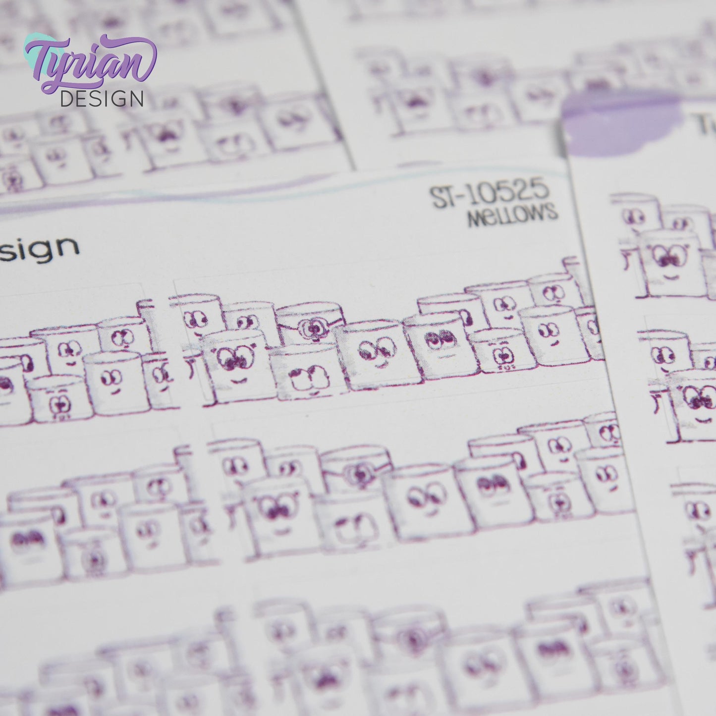 Fun Group Stickers | Sketchy Mellows Stickers | 10 Stickers |1.5" x .66"  | Marshmallow stickers