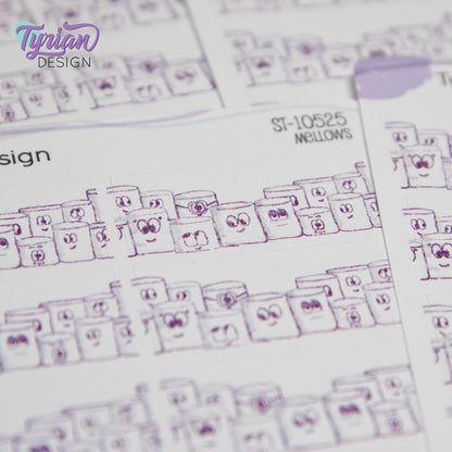 Fun Group Stickers | Sketchy Mellows Stickers | 10 Stickers |1.5" x .66"  | Marshmallow stickers