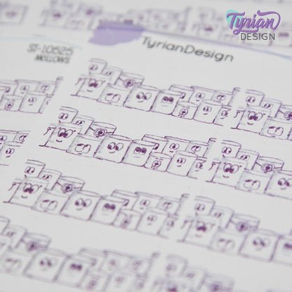 Fun Group Stickers | Sketchy Mellows Stickers | 10 Stickers |1.5" x .66"  | Marshmallow stickers