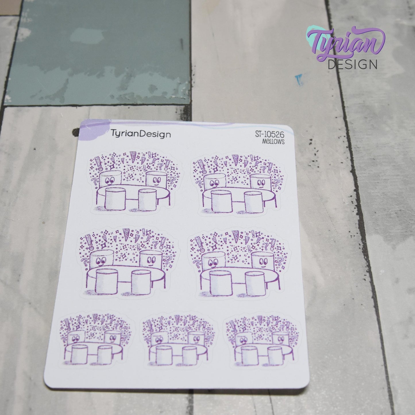 Brainstorm Meeting Stickers | Sketchy Mellows | 7 Stickers | 2 sizes | 3.5 x  4.5" Sheet | White or Clear Matte | Marshmallow stickers