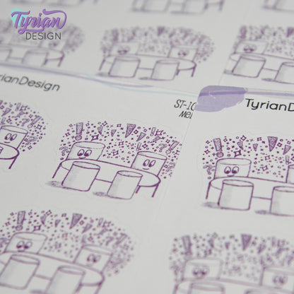 Brainstorm Meeting Stickers | Sketchy Mellows | 7 Stickers | 2 sizes | 3.5 x  4.5" Sheet | White or Clear Matte | Marshmallow stickers