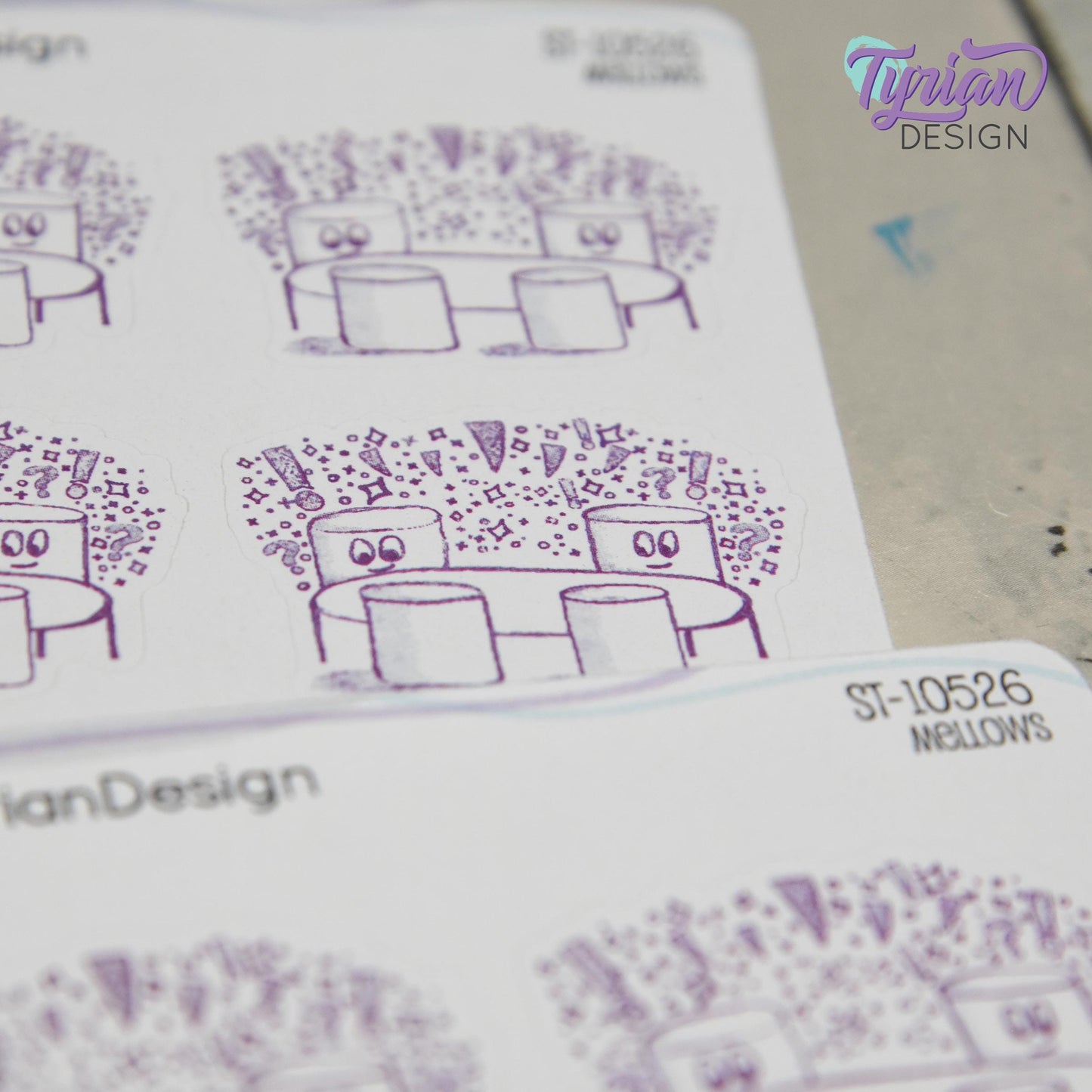 Brainstorm Meeting Stickers | Sketchy Mellows | 7 Stickers | 2 sizes | 3.5 x  4.5" Sheet | White or Clear Matte | Marshmallow stickers