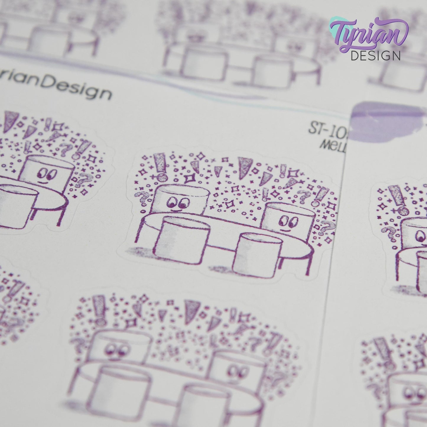 Brainstorm Meeting Stickers | Sketchy Mellows | 7 Stickers | 2 sizes | 3.5 x  4.5" Sheet | White or Clear Matte | Marshmallow stickers