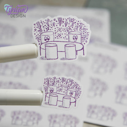 Brainstorm Meeting Stickers | Sketchy Mellows | 7 Stickers | 2 sizes | 3.5 x  4.5" Sheet | White or Clear Matte | Marshmallow stickers