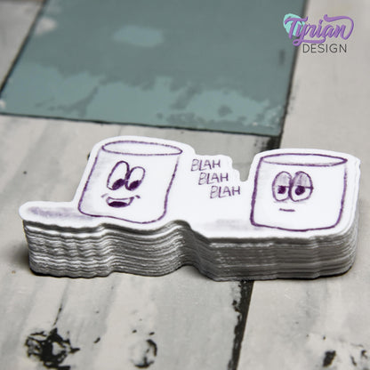 Blah Blah Blah Sticker | Waterproof, Weatherproof & Durable | 3" x 1.3" | Tumbler Sticker | Dishwasher Safe | Sketchy Mellows Sticker