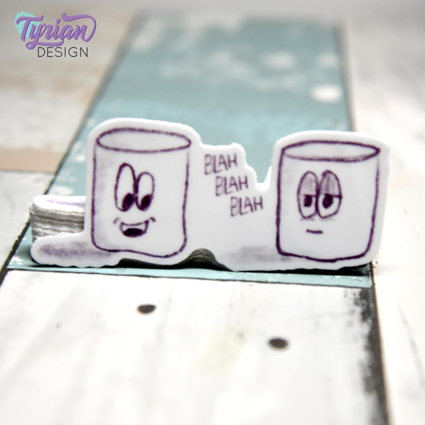 Blah Blah Blah Sticker | Waterproof, Weatherproof & Durable | 3" x 1.3" | Tumbler Sticker | Dishwasher Safe | Sketchy Mellows Sticker