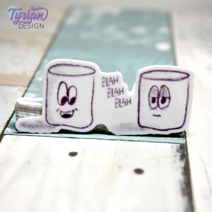 Blah Blah Blah Sticker | Waterproof, Weatherproof & Durable | 3" x 1.3" | Tumbler Sticker | Dishwasher Safe | Sketchy Mellows Sticker