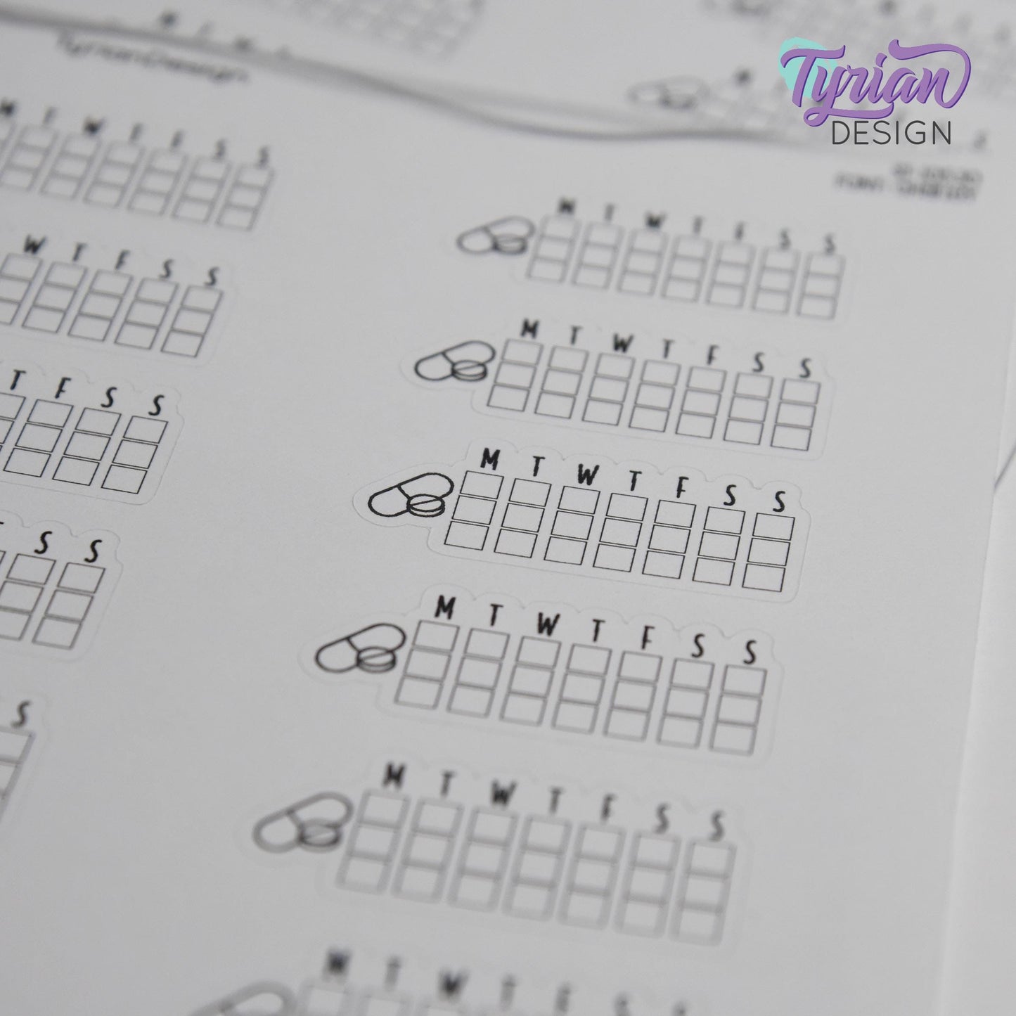 Medicine Tracker Sticker | Weekly  Tracker | 1.6" x .7" each | 16 stickers | Font Charley