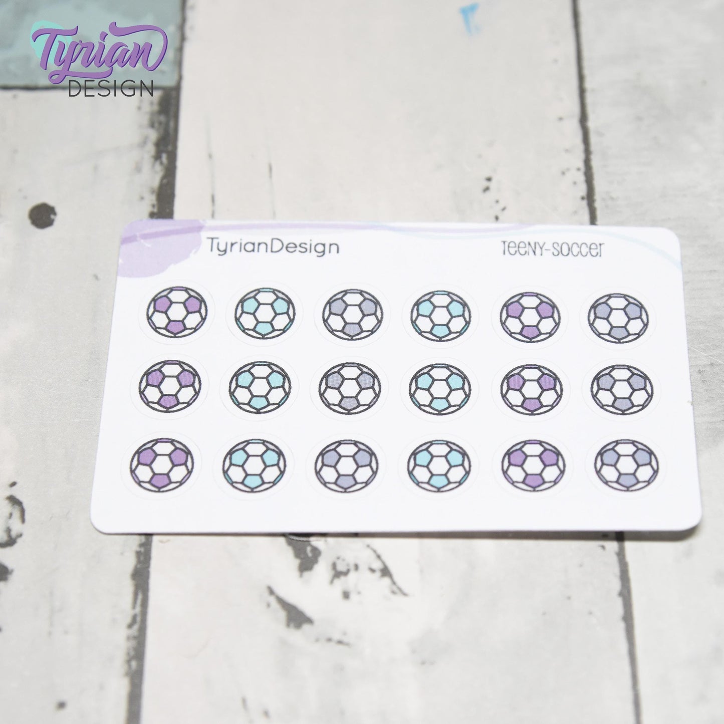 Soccer Stickers | Tiny Soccer Ball stickers | 18 stickers | .46 x .46 inches | Mini Sheet 3.375" x 2.125" | White or Clear Matte