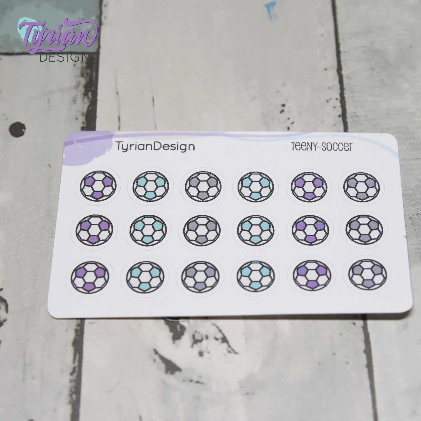 Soccer Stickers | Tiny Soccer Ball stickers | 18 stickers | .46 x .46 inches | Mini Sheet 3.375" x 2.125" | White or Clear Matte