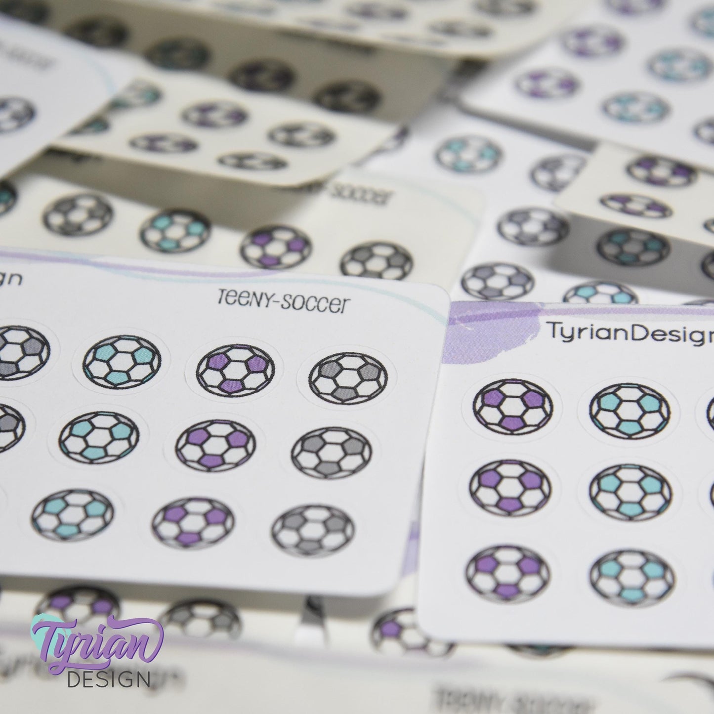 Soccer Stickers | Tiny Soccer Ball stickers | 18 stickers | .46 x .46 inches | Mini Sheet 3.375" x 2.125" | White or Clear Matte