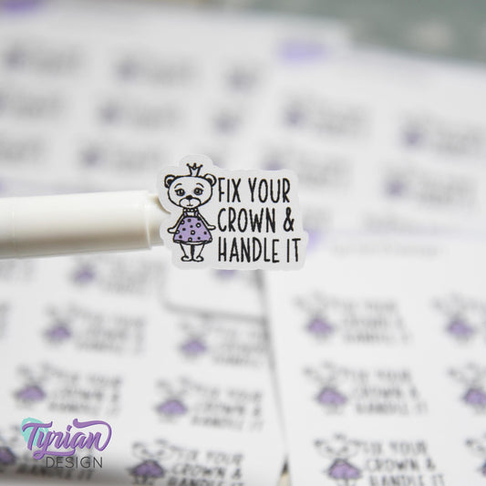 Fix Your Crown Stickers | 12 Stickers | 1" x .76" | Charley Font