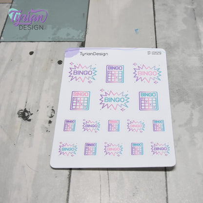Bingo Stickers | 16 Stickers | 2 sizes | 2 Styles.
