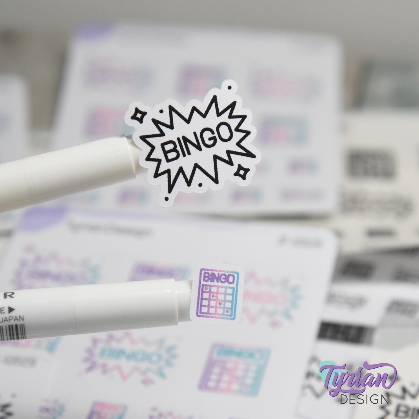 Bingo Stickers | 16 Stickers | 2 sizes | 2 Styles.