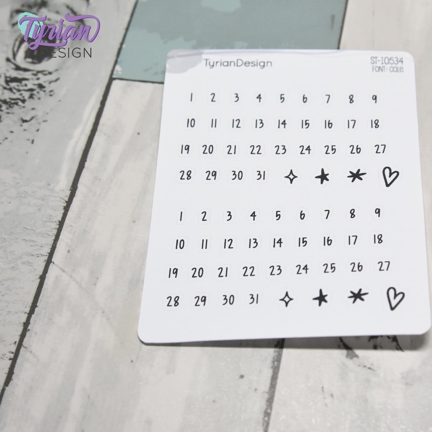 Minimalist Date Stickers | Cole Font | 1–31 Numbers and Accents