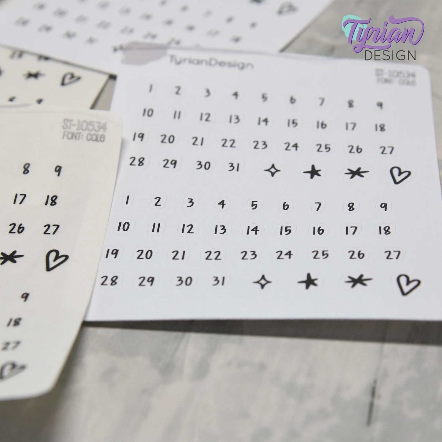 Minimalist Date Stickers | Cole Font | 1–31 Numbers and Accents