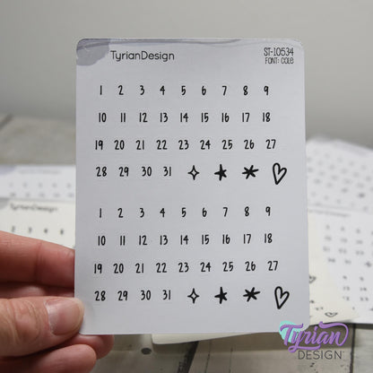 Minimalist Date Stickers | Cole Font | 1–31 Numbers and Accents