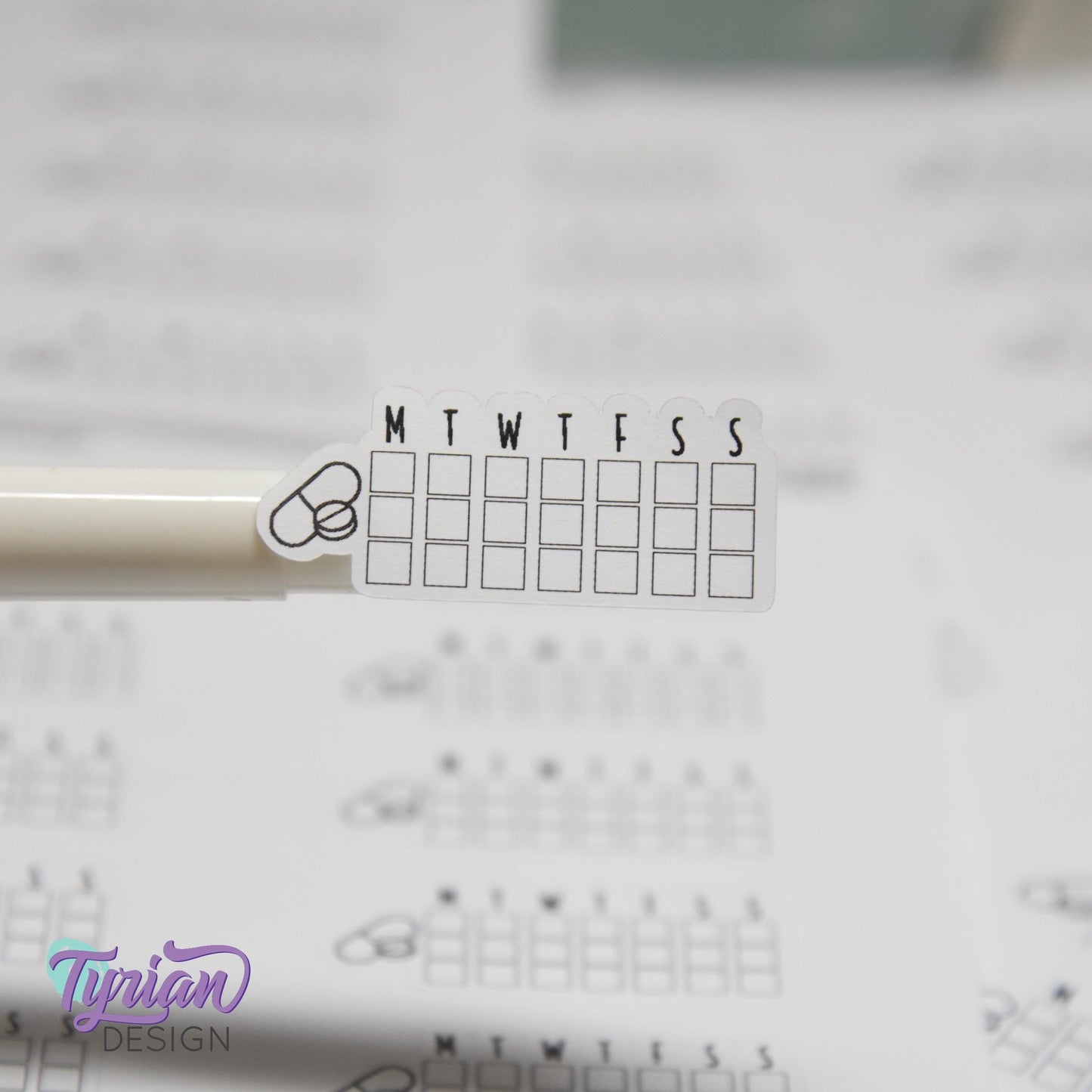 Medicine Tracker Sticker | Weekly  Tracker | 1.6" x .7" each | 16 stickers | Font Charley