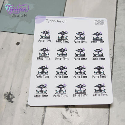 Patio Time Stickers | 16 Stickers  | .7" x .75" each