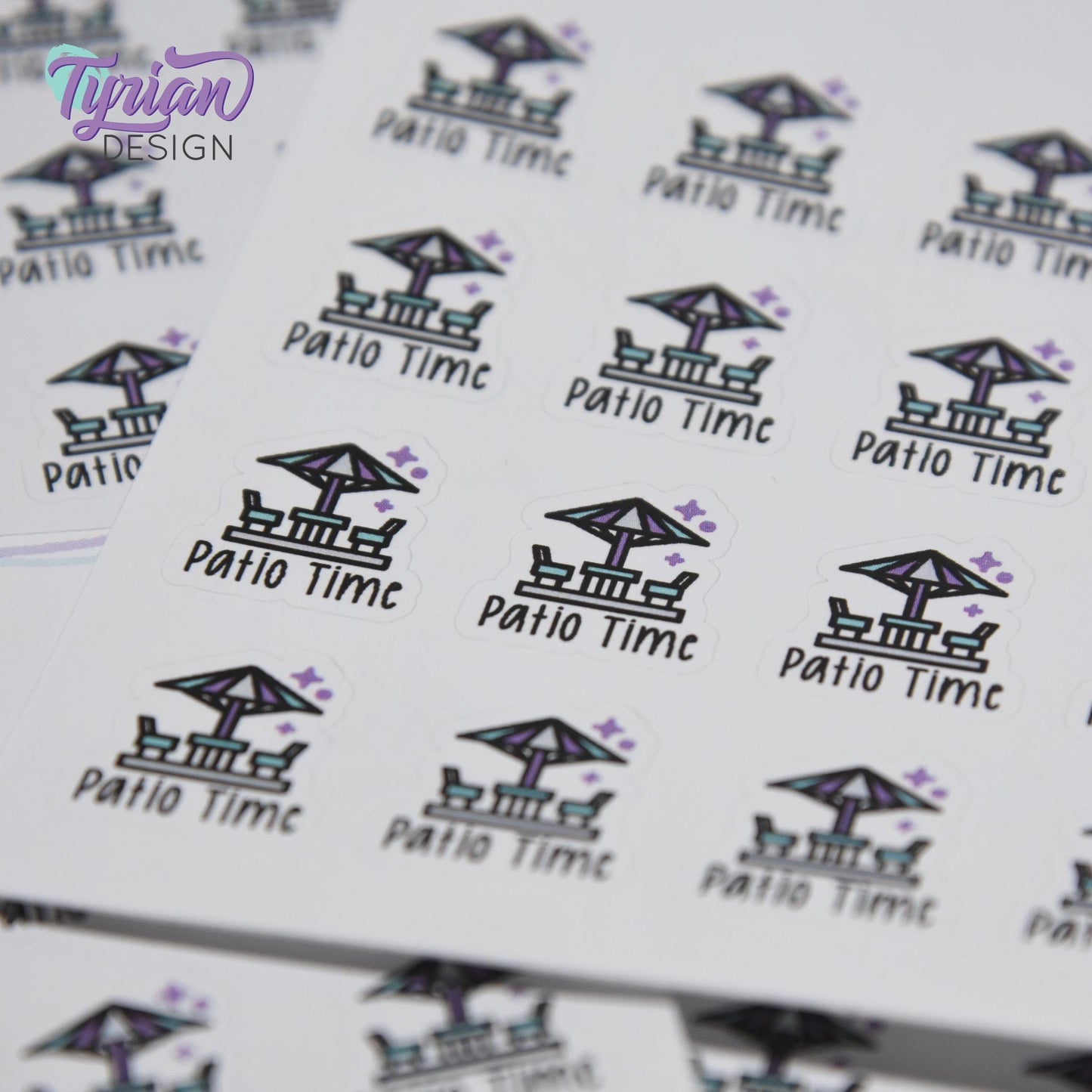 Patio Time Stickers | 16 Stickers  | .7" x .75" each