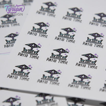 Patio Time Stickers | 16 Stickers  | .7" x .75" each