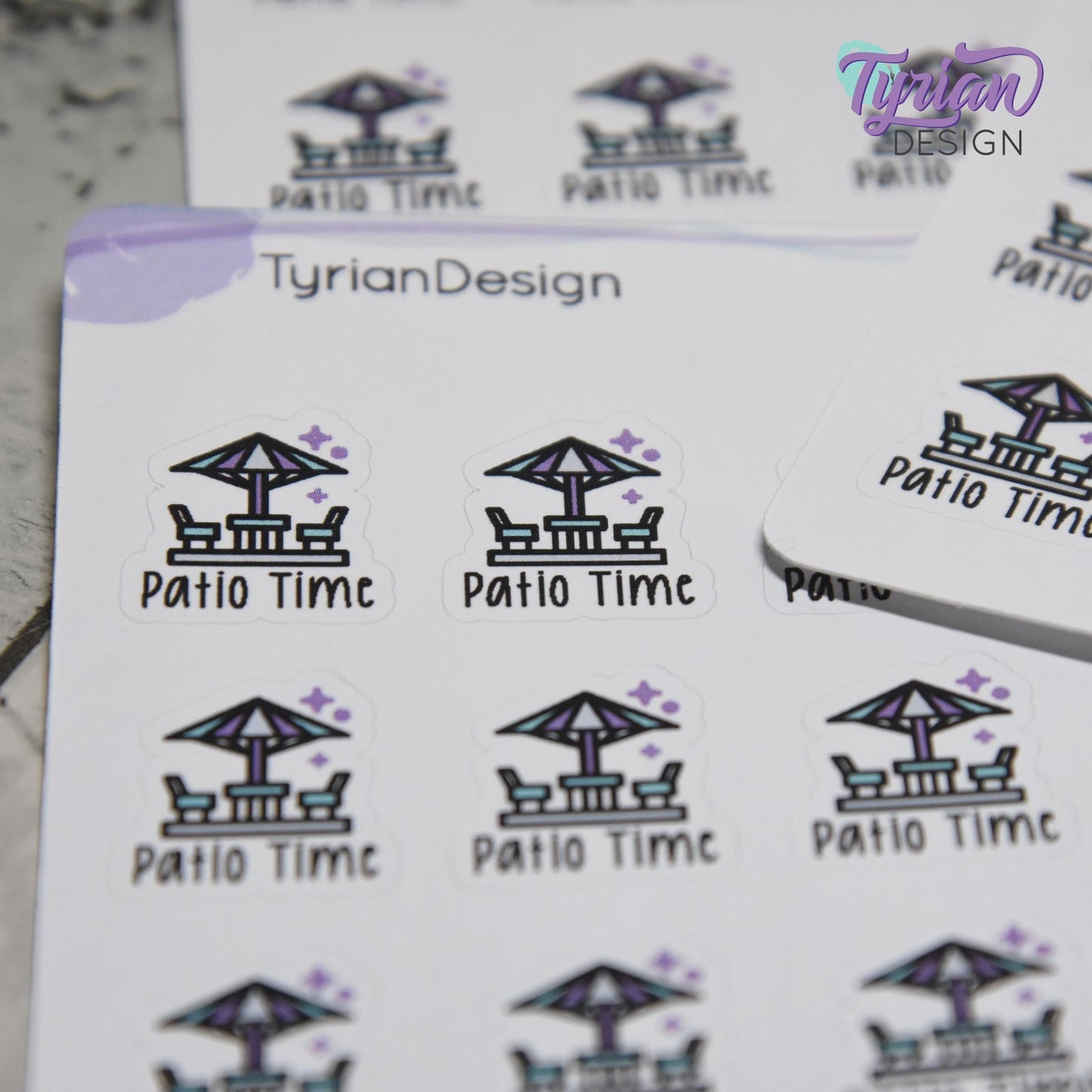 Patio Time Stickers | 16 Stickers  | .7" x .75" each
