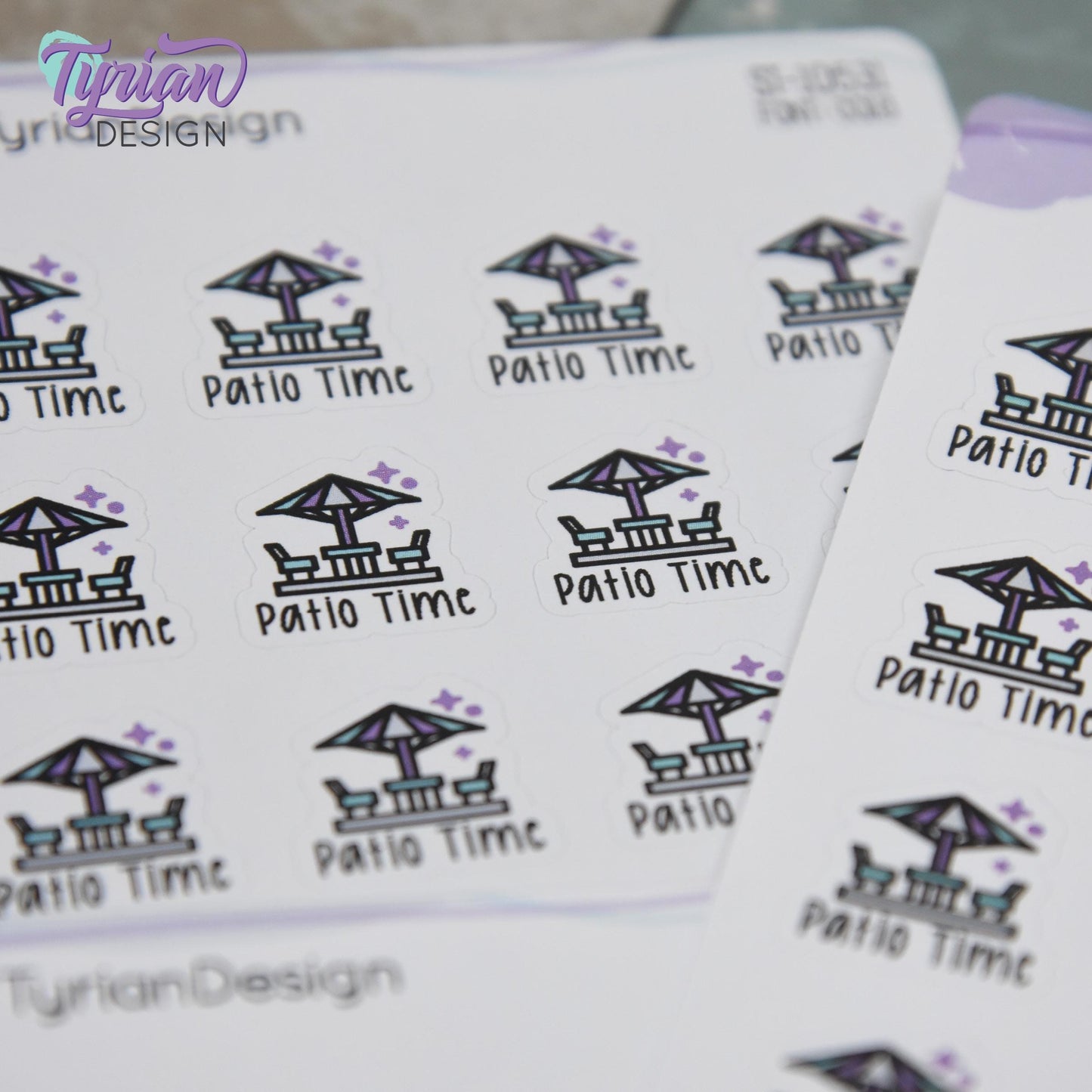 Patio Time Stickers | 16 Stickers  | .7" x .75" each