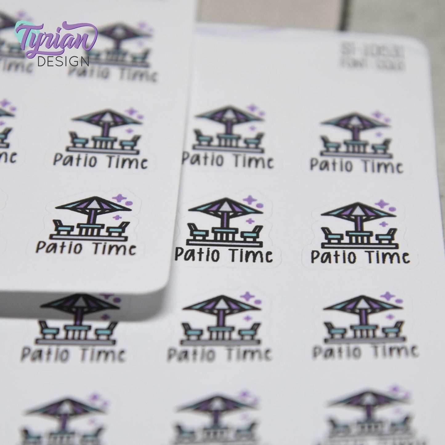 Patio Time Stickers | 16 Stickers  | .7" x .75" each