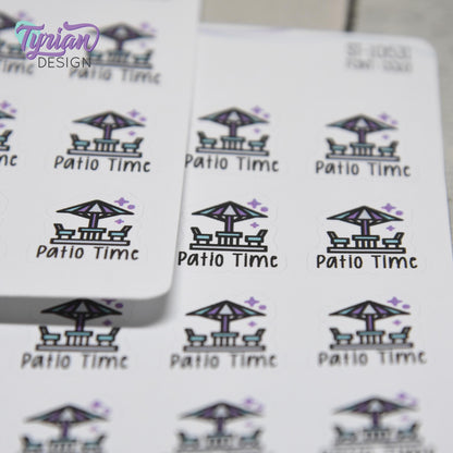 Patio Time Stickers | 16 Stickers  | .7" x .75" each