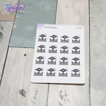 Outdoor Time Stickers | Deck Furniture Stickers | 16 Stickers  | .7" x .73" each | 3.5 x 4.5" Sheet | White or Clear Matte