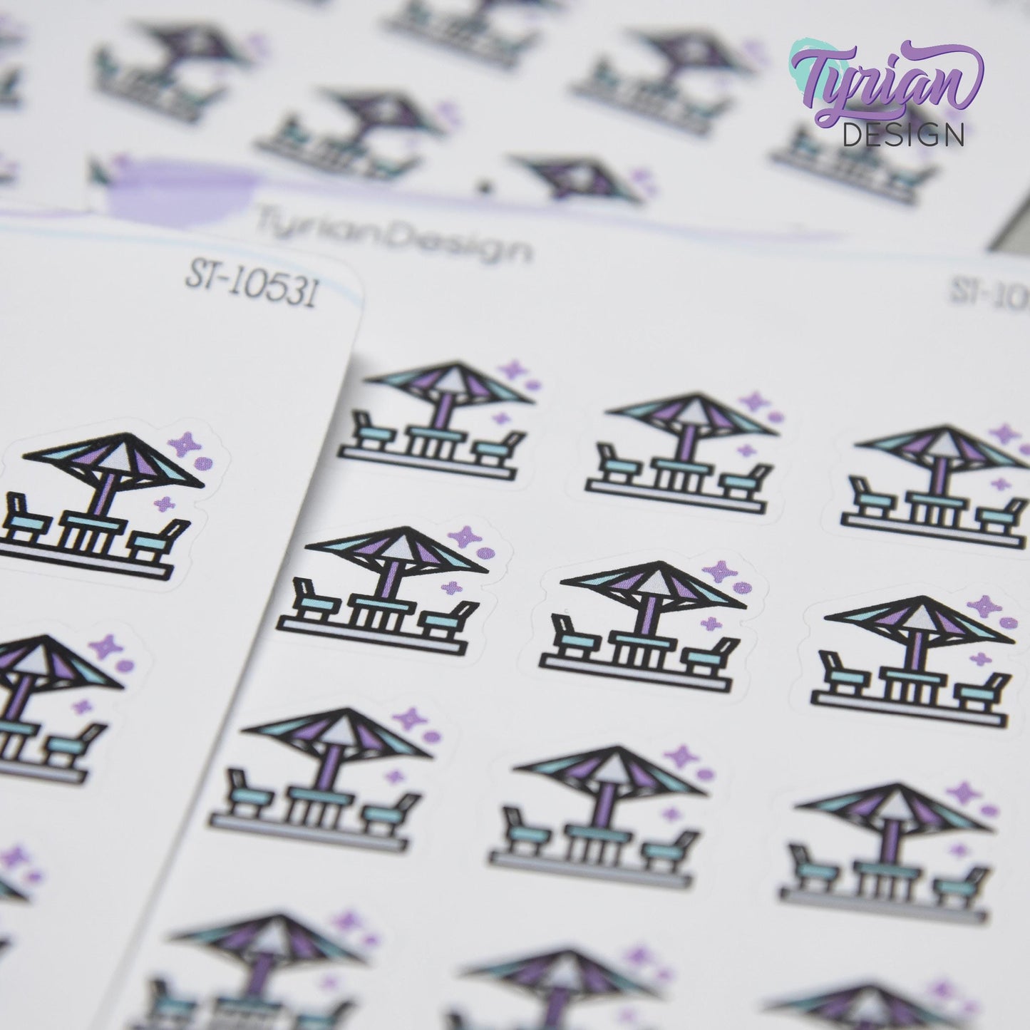 Outdoor Time Stickers | Deck Furniture Stickers | 16 Stickers  | .7" x .73" each | 3.5 x 4.5" Sheet | White or Clear Matte