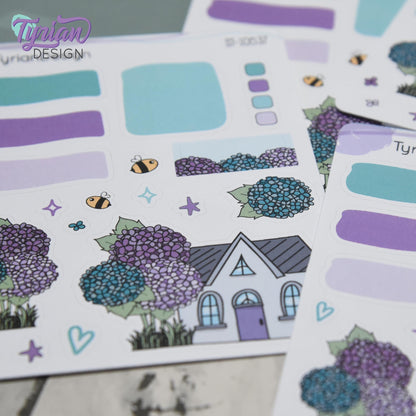 Hydrangea Flower House Journal Stickers | 20 Stickers