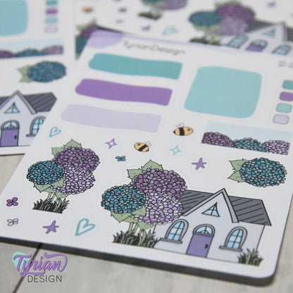 Hydrangea Flower House Journal Stickers | 20 Stickers