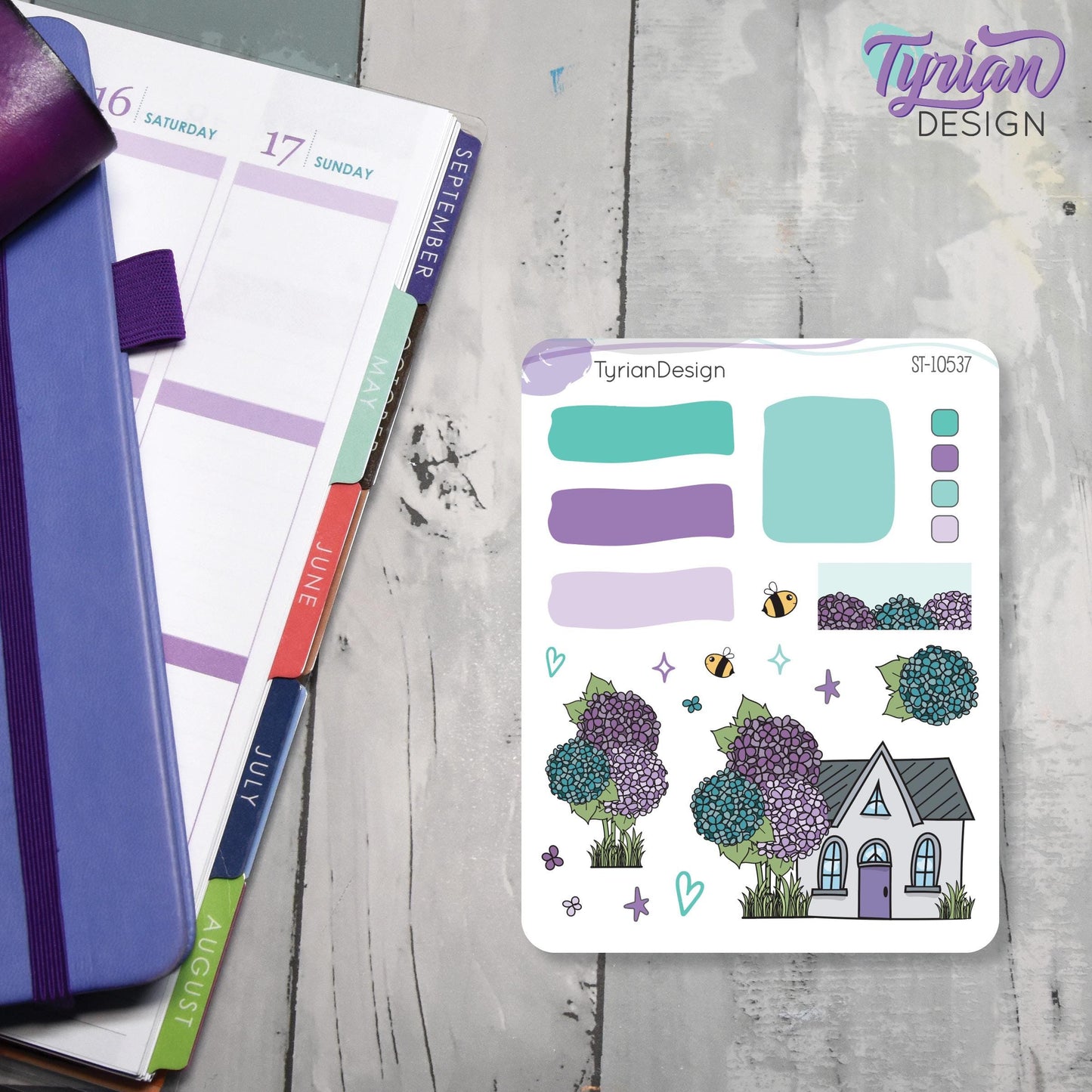 Hydrangea Flower House Journal Stickers | 20 Stickers