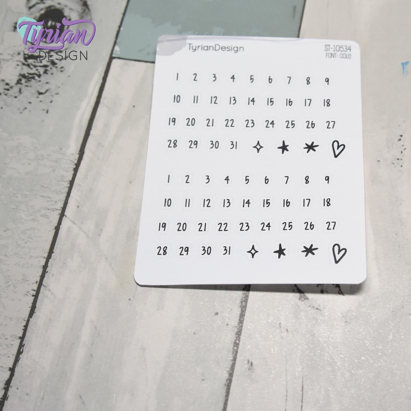 Minimalist Date Stickers | Cole Font | 1–31 Numbers and Accents