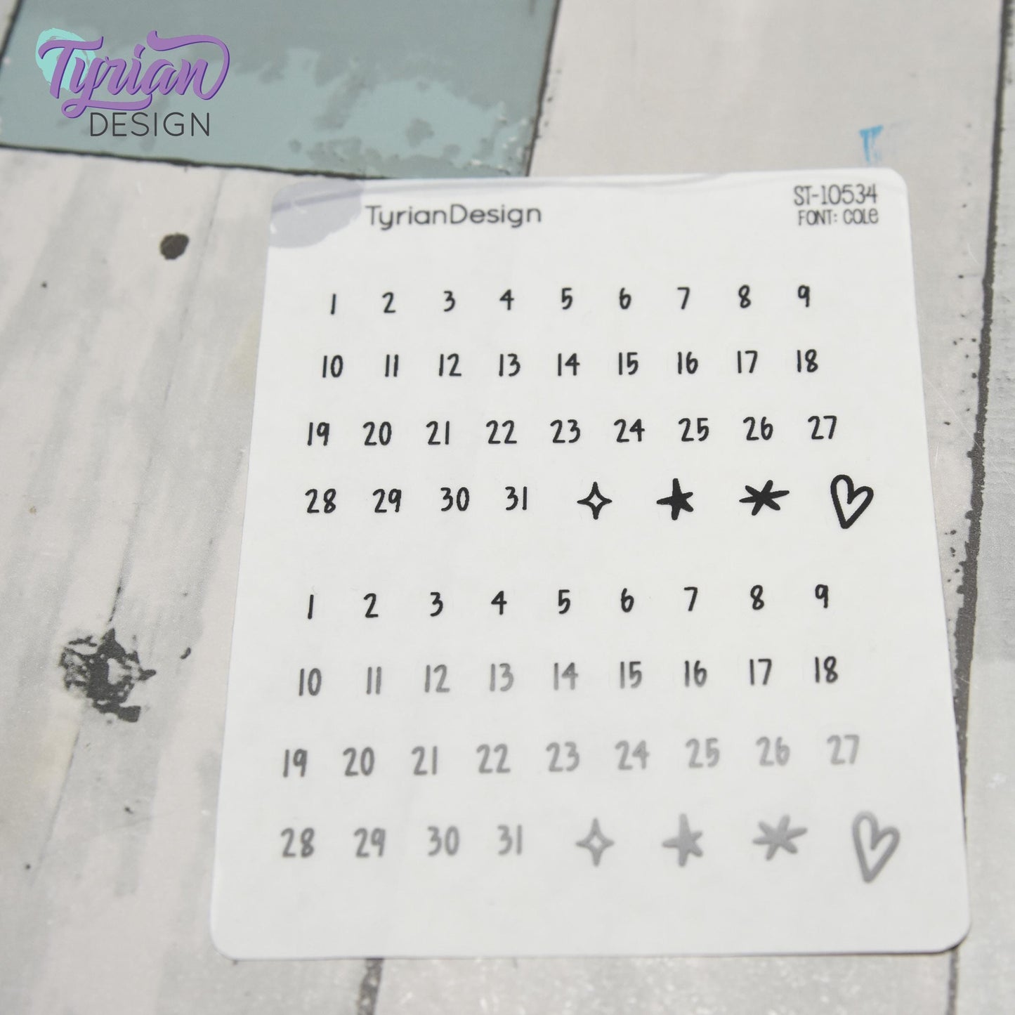 Minimalist Date Stickers | Cole Font | 1–31 Numbers and Accents