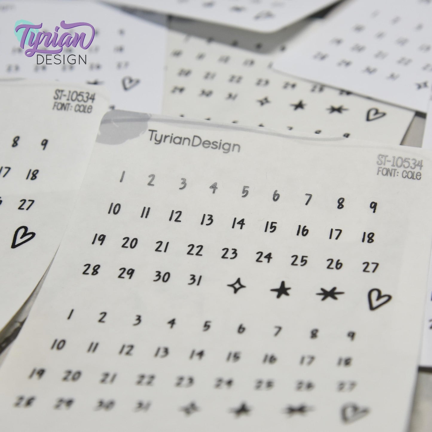Minimalist Date Stickers | Cole Font | 1–31 Numbers and Accents