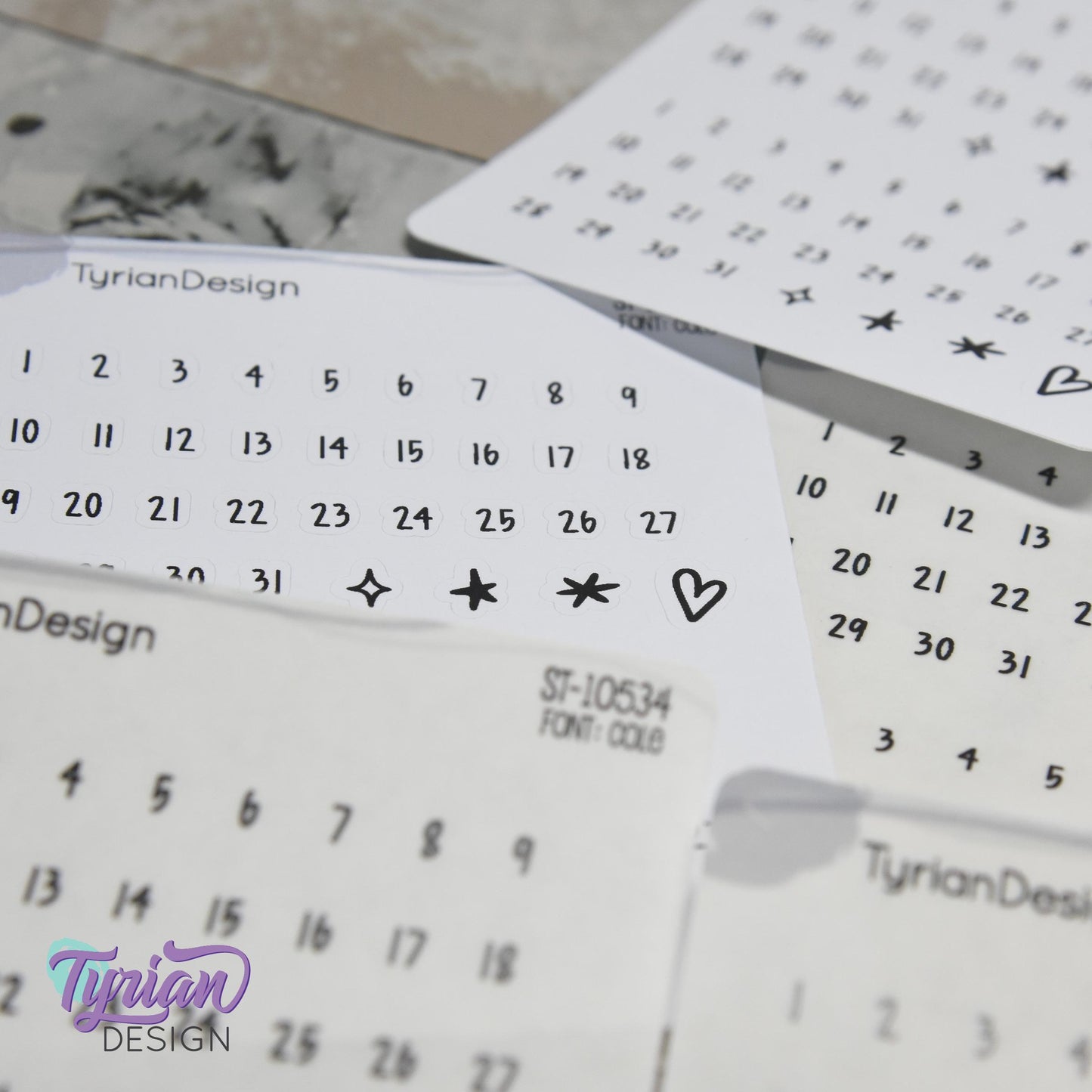 Minimalist Date Stickers | Cole Font | 1–31 Numbers and Accents