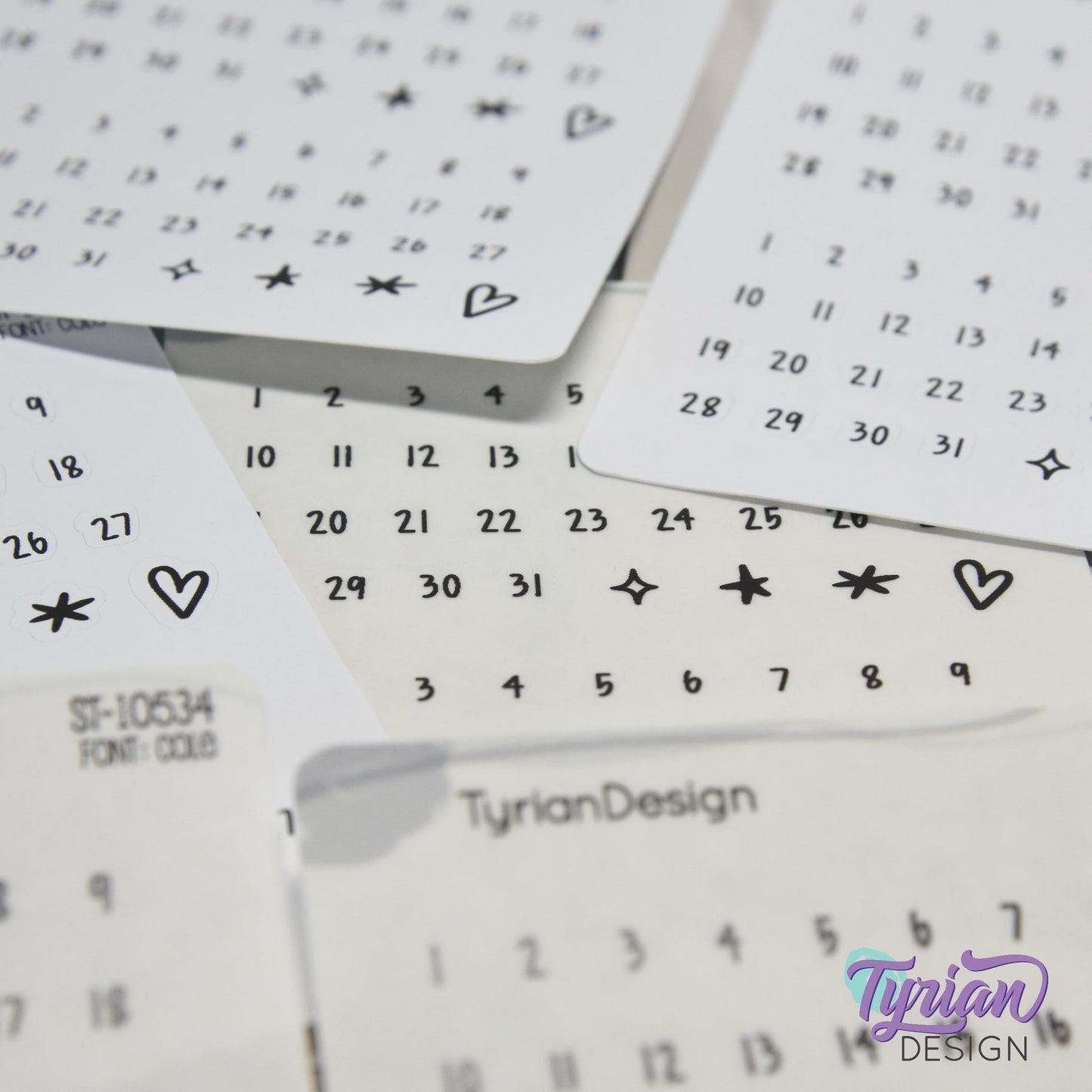 Minimalist Date Stickers | Cole Font | 1–31 Numbers and Accents