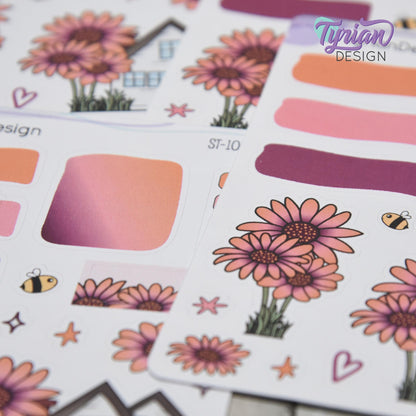 African Daisy Flower House Journal Stickers | 18 Stickers