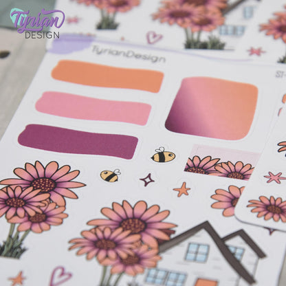 African Daisy Flower House Journal Stickers | 18 Stickers