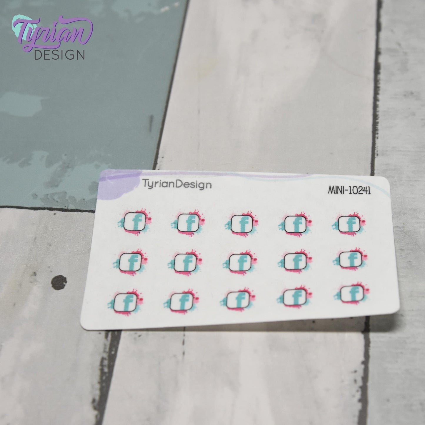 Mini Facebook Stickers | Mini Sheet of Social Media | 15 Stickers | .5 x .46" each | 3.375" x 2.125" Mini Sheet | White or Clear Matte