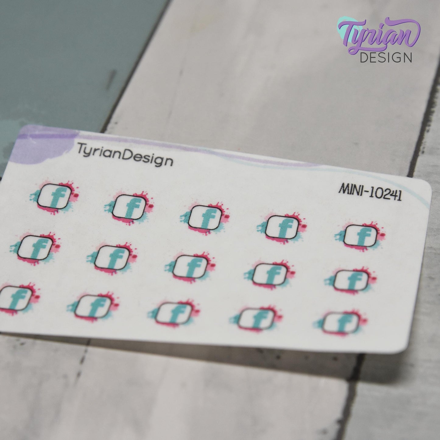 Mini Facebook Stickers | Mini Sheet of Social Media | 15 Stickers | .5 x .46" each | 3.375" x 2.125" Mini Sheet | White or Clear Matte