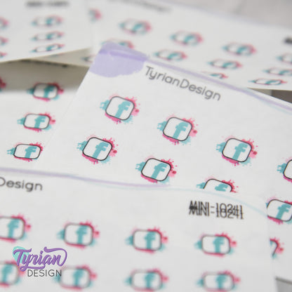Mini Facebook Stickers | Mini Sheet of Social Media | 15 Stickers | .5 x .46" each | 3.375" x 2.125" Mini Sheet | White or Clear Matte