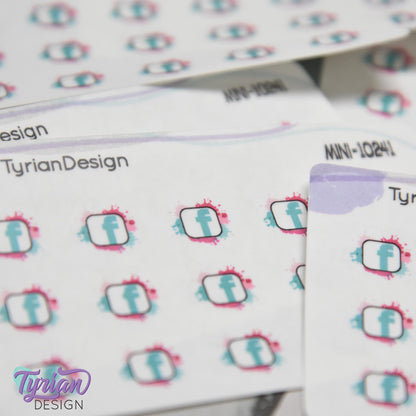 Mini Facebook Stickers | Mini Sheet of Social Media | 15 Stickers | .5 x .46" each | 3.375" x 2.125" Mini Sheet | White or Clear Matte