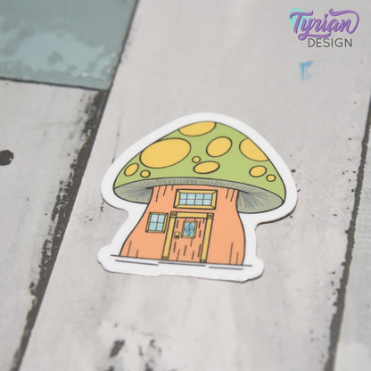 Mushroom House Vinyl Sticker | High quality weather proof vinyl | 1.8 x 2" | Fairy House Sticker| Little House sticker | Tumbler  Sticker