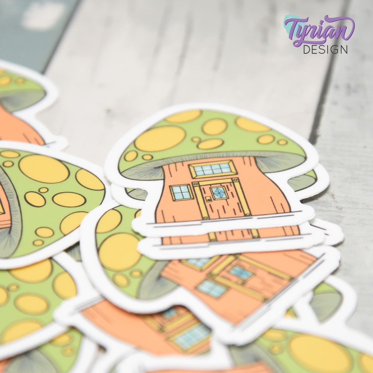 Mushroom House Vinyl Sticker | High quality weather proof vinyl | 1.8 x 2" | Fairy House Sticker| Little House sticker | Tumbler  Sticker