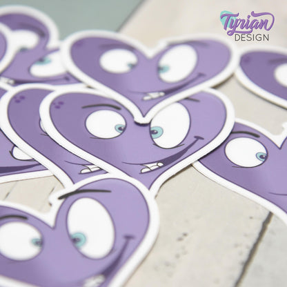 Crazy Heart Vinyl Sticker | Purple Heart Sticker | Sticker is high quality weather proof vinyl | 2 x 2 inch